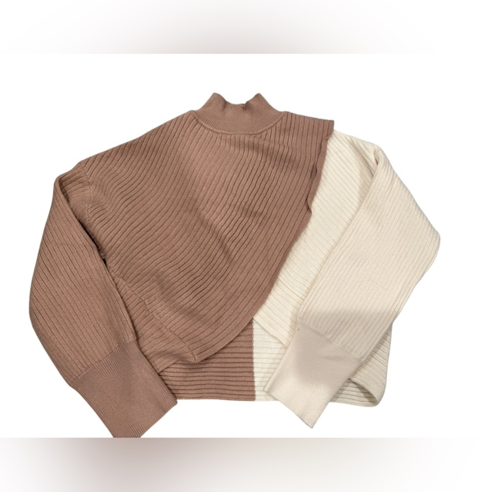 Express Two-Tone Ribbed Turtleneck Sweater